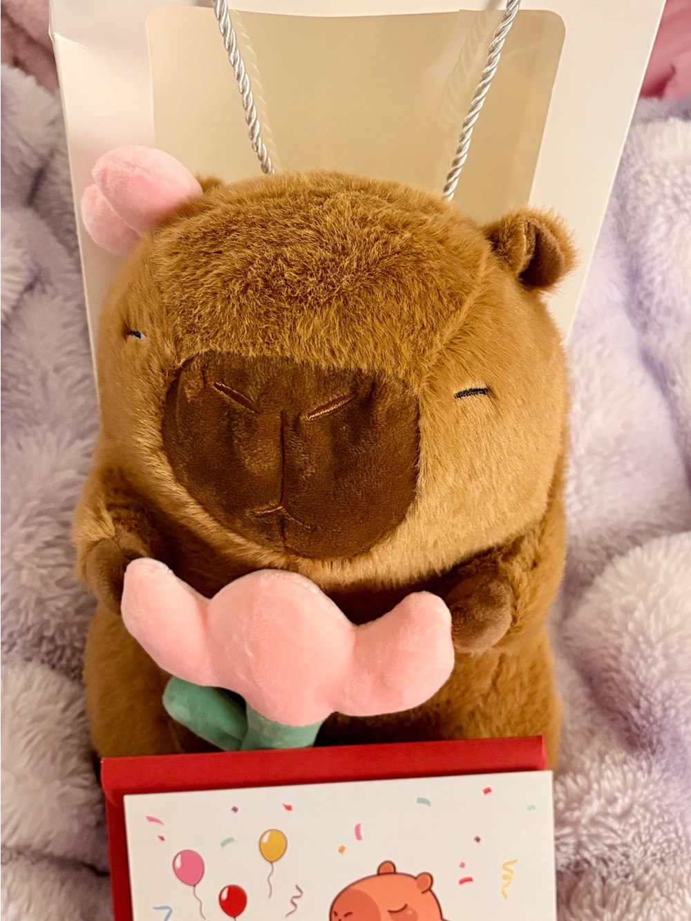 NWT Plush Small Pet Toy - Brown & Pink Flower Capybara gift set